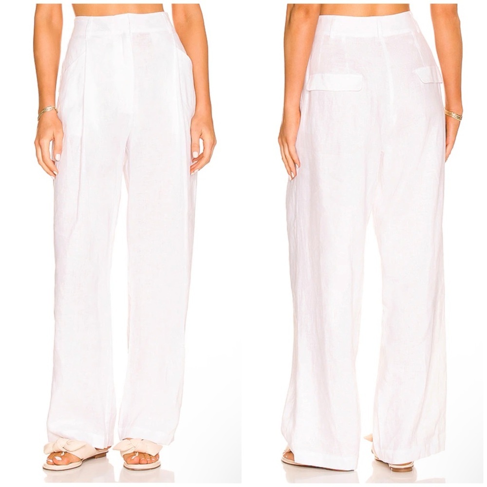 AEXAE Linen Trousers in White Size M
